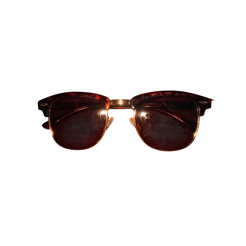 Unbranded 3016 Tortoiseshell Gold Clubmaster Browline Sunglasses Brown Lens